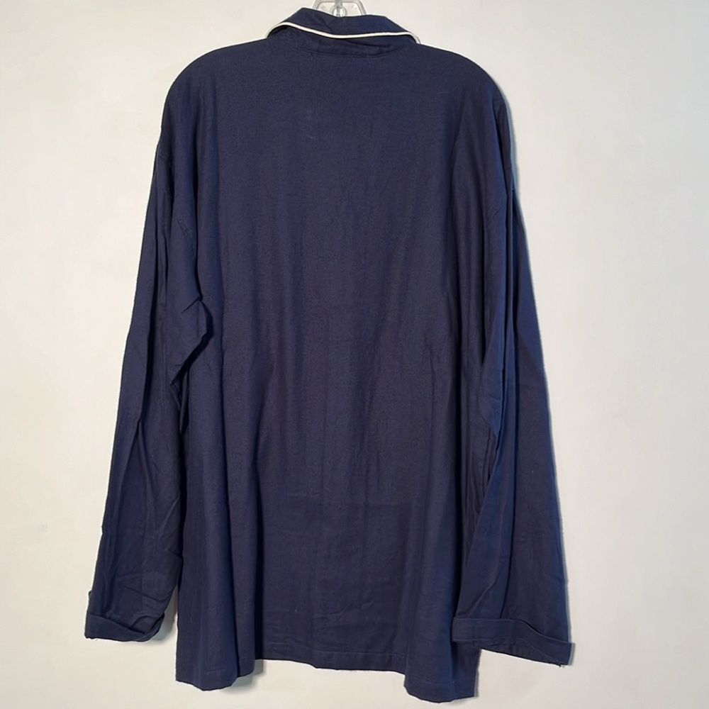 RALPH LAUREN NWT Men's Long SLV 1 Pocket Navy/White Trim Cotton Pajama Top SZ L - Picture 2 of 16